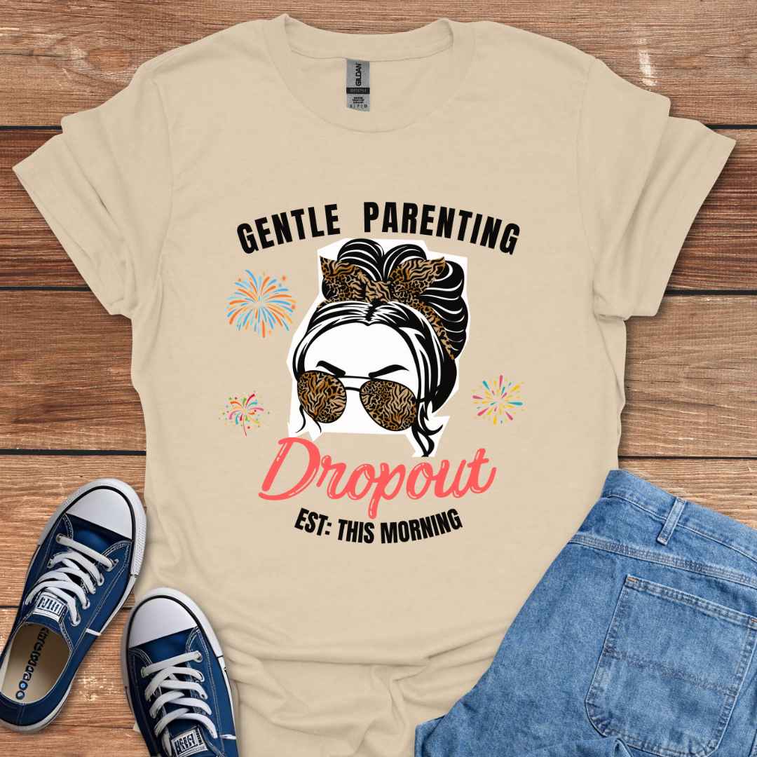 Gentle Parenting Dropout Est. This Morning T-Shirt, White Woman