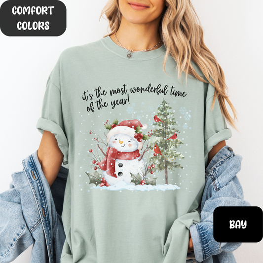 Comfort Colors Christmas Time Shirt, It's The Most Wonderful Time Shirt, Christmas Shirt, Vintage Christmas Shirt, Retro Christmas T-Shirt, Snowman Christmas Tee