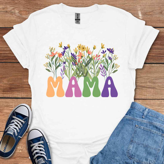 Colorful Mama Wildflowers Floral Graphic T-Shirt