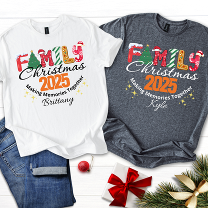 Custom Family Christmas 2025 T-Shirts Matching Pajamas, Family Christmas 2025 Making Memories Together Shirt, Custom Christmas Pajamas Shirt, Matching Group Shirt