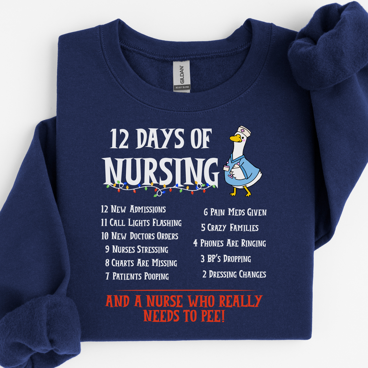12 Days Of Nursing Sweatshirt, Funny Christmas Nurse Sweatshirt, Merry Christmas Nursing shirt, Christmas Gift For Nurse, Nurse Goose Shirt, Cute Christmas Nurse Sweater