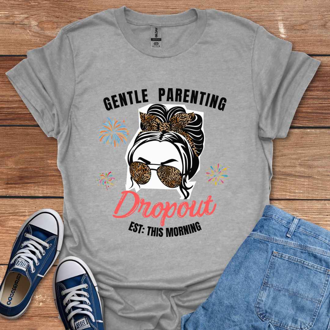 Gentle Parenting Dropout Est. This Morning T-Shirt, White Woman