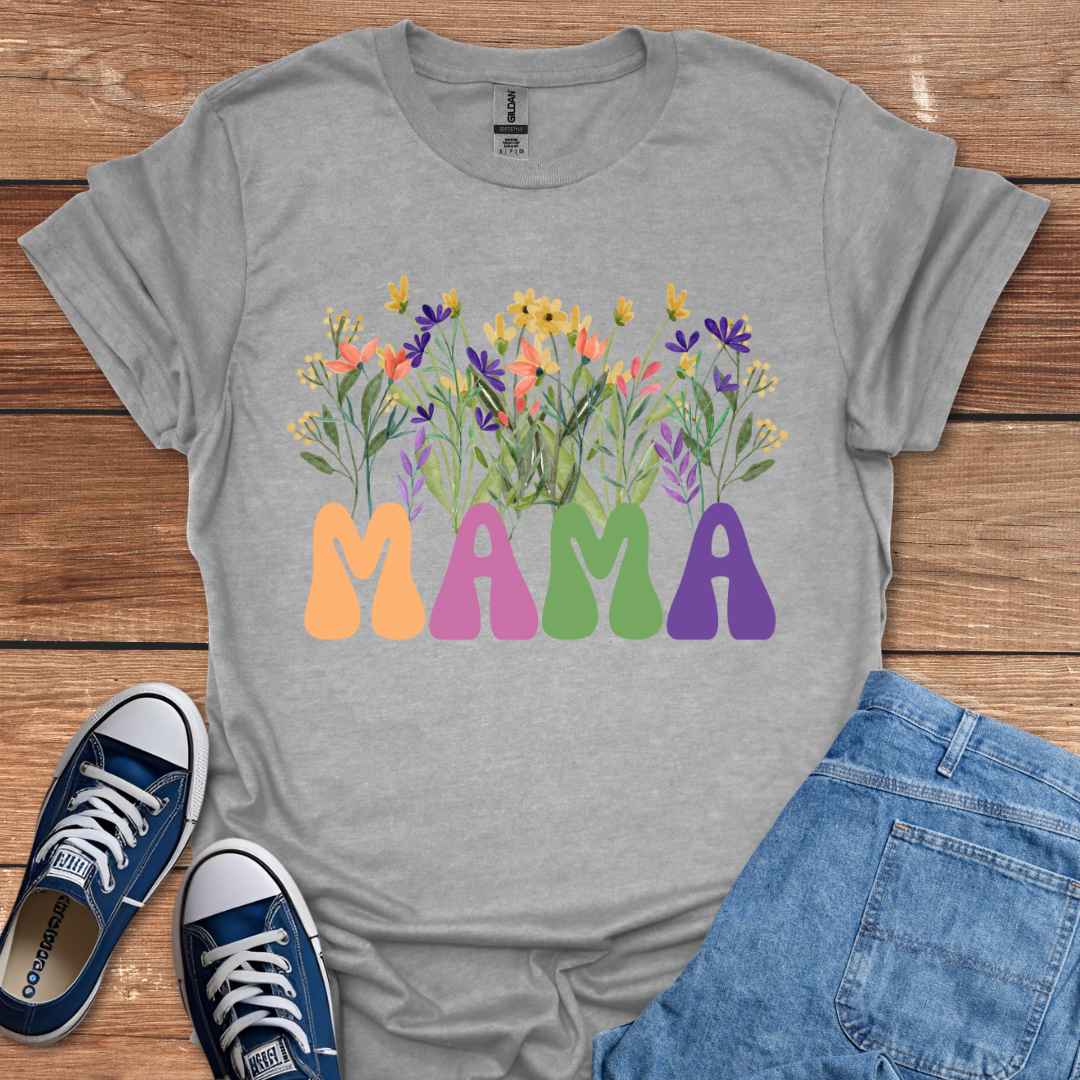 Colorful Mama Wildflowers Floral Graphic T-Shirt