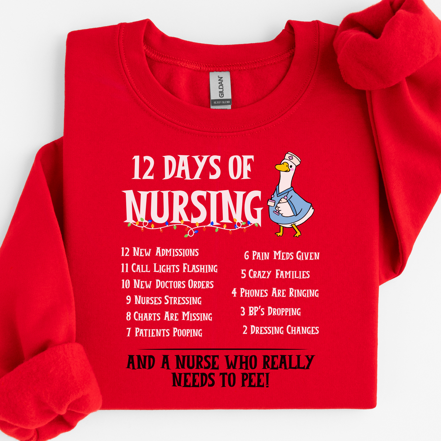 12 Days Of Nursing Sweatshirt, Funny Christmas Nurse Sweatshirt, Merry Christmas Nursing shirt, Christmas Gift For Nurse, Nurse Goose Shirt, Cute Christmas Nurse Sweater