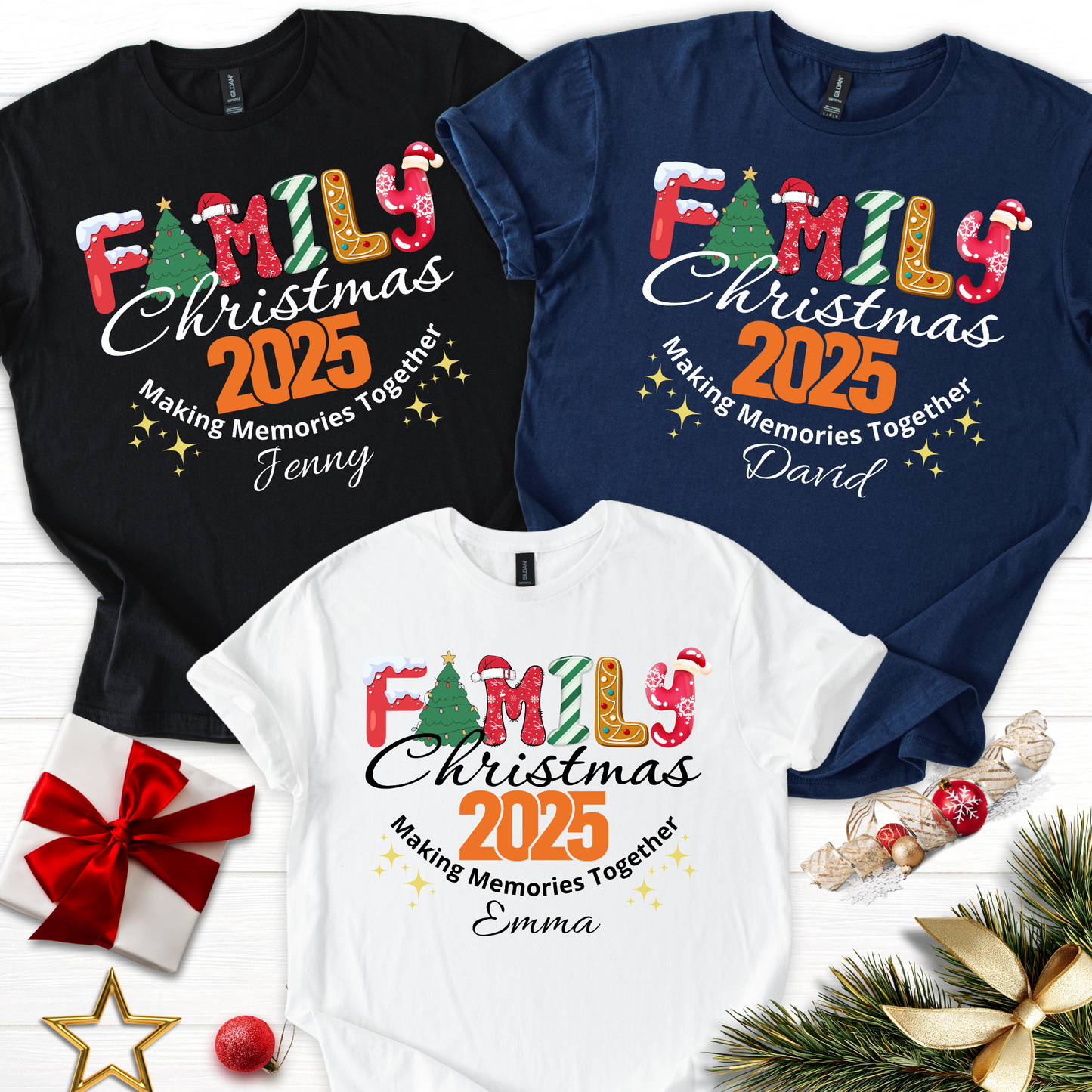 Custom Family Christmas 2025 T-Shirts Matching Pajamas, Family Christmas 2025 Making Memories Together Shirt, Custom Christmas Pajamas Shirt, Matching Group Shirt