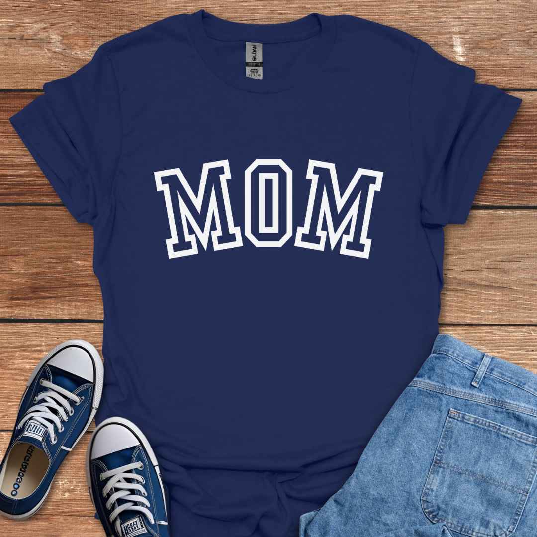 Mom Graphic T-Shirt College Varsity University Font