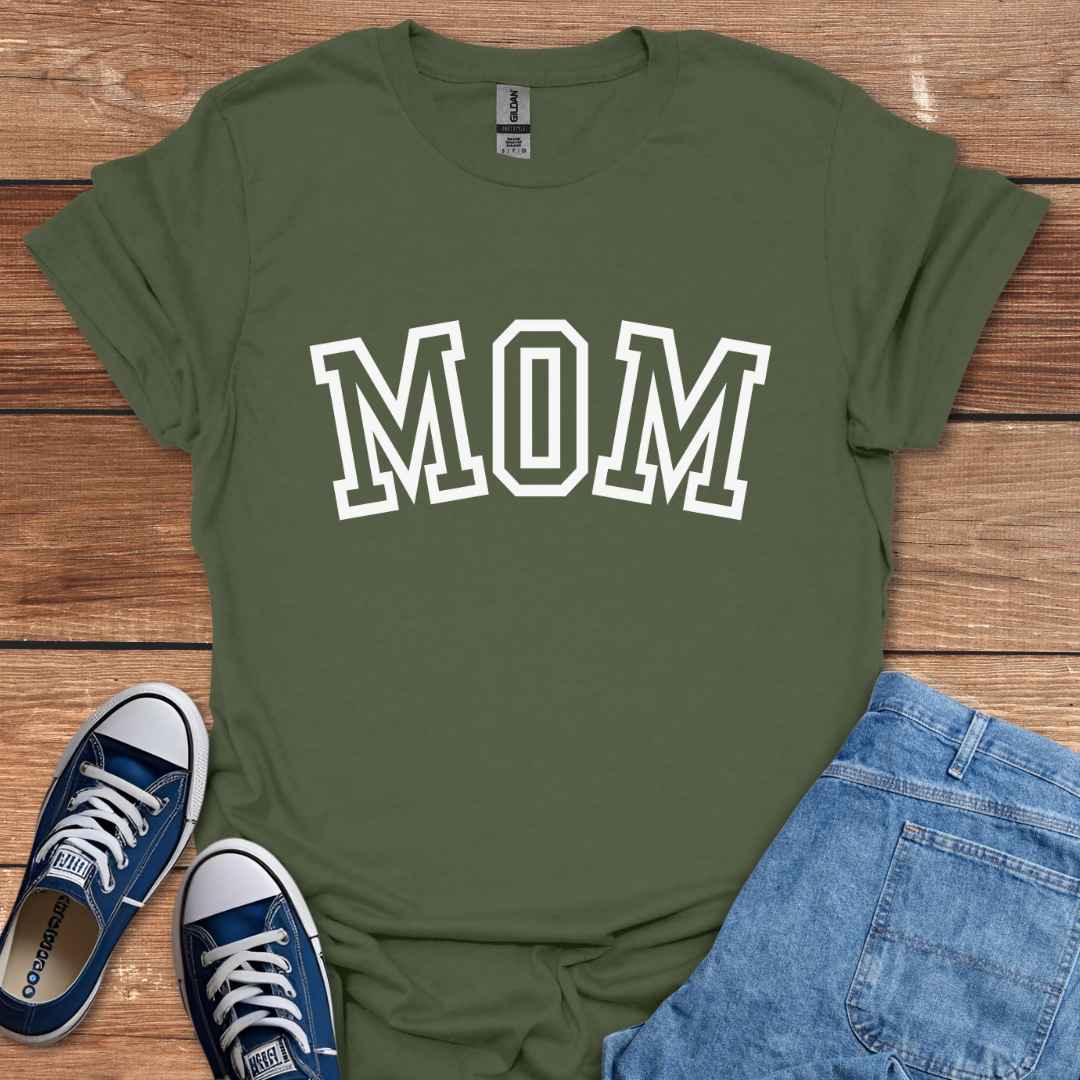 Mom Graphic T-Shirt College Varsity University Font