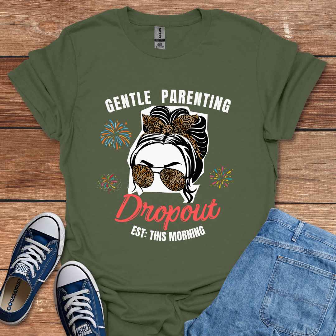 Gentle Parenting Dropout Est. This Morning T-Shirt, White Woman