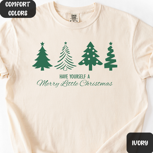 Have Yourself A Merry Little Christmas Comfort Colors Shirts, Vintage Christmas T-shirt, Christmas Tree Tee, Merry Christmas Gift, Retro Christmas Tshirt