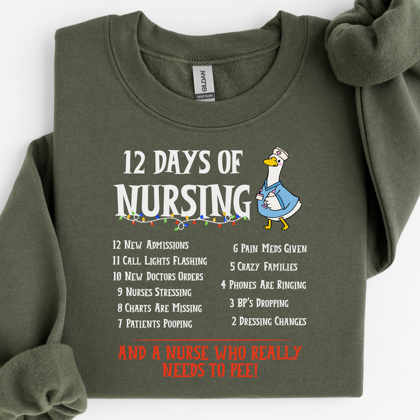 12 Days Of Nursing Sweatshirt, Funny Christmas Nurse Sweatshirt, Merry Christmas Nursing shirt, Christmas Gift For Nurse, Nurse Goose Shirt, Cute Christmas Nurse Sweater