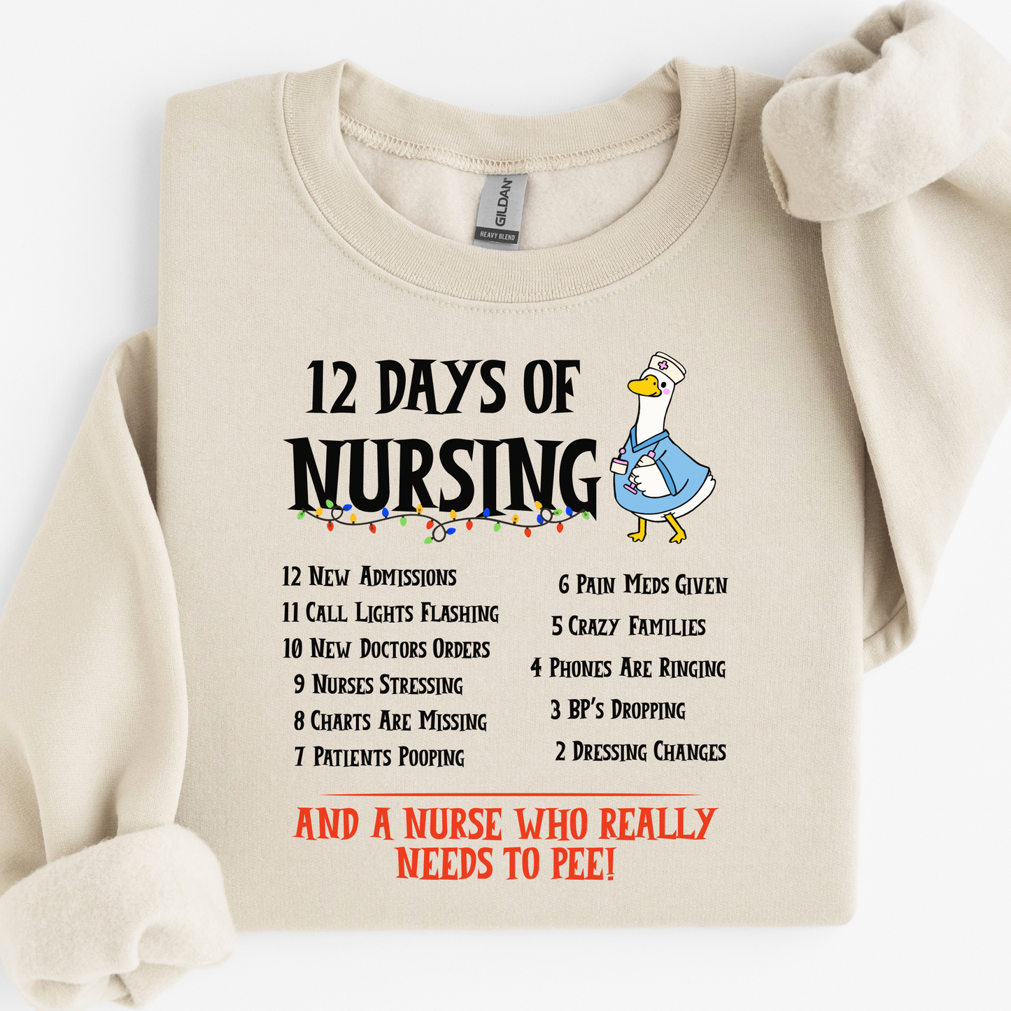 12 Days Of Nursing Sweatshirt, Funny Christmas Nurse Sweatshirt, Merry Christmas Nursing shirt, Christmas Gift For Nurse, Nurse Goose Shirt, Cute Christmas Nurse Sweater