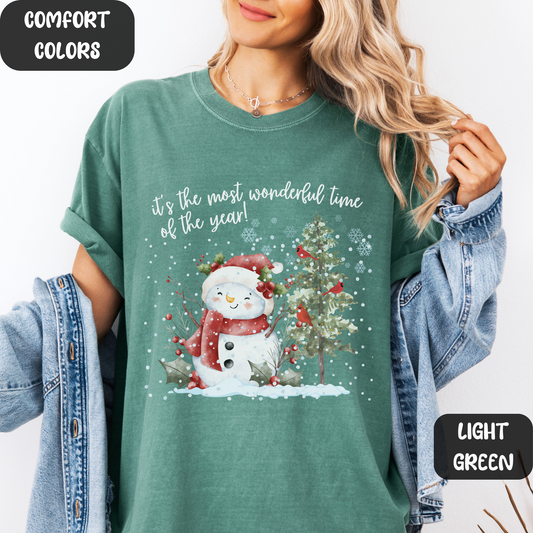 Comfort Colors Christmas Time Shirt, It's The Most Wonderful Time Shirt, Christmas Shirt, Vintage Christmas Shirt, Retro Christmas T-Shirt, Snowman Christmas Tee