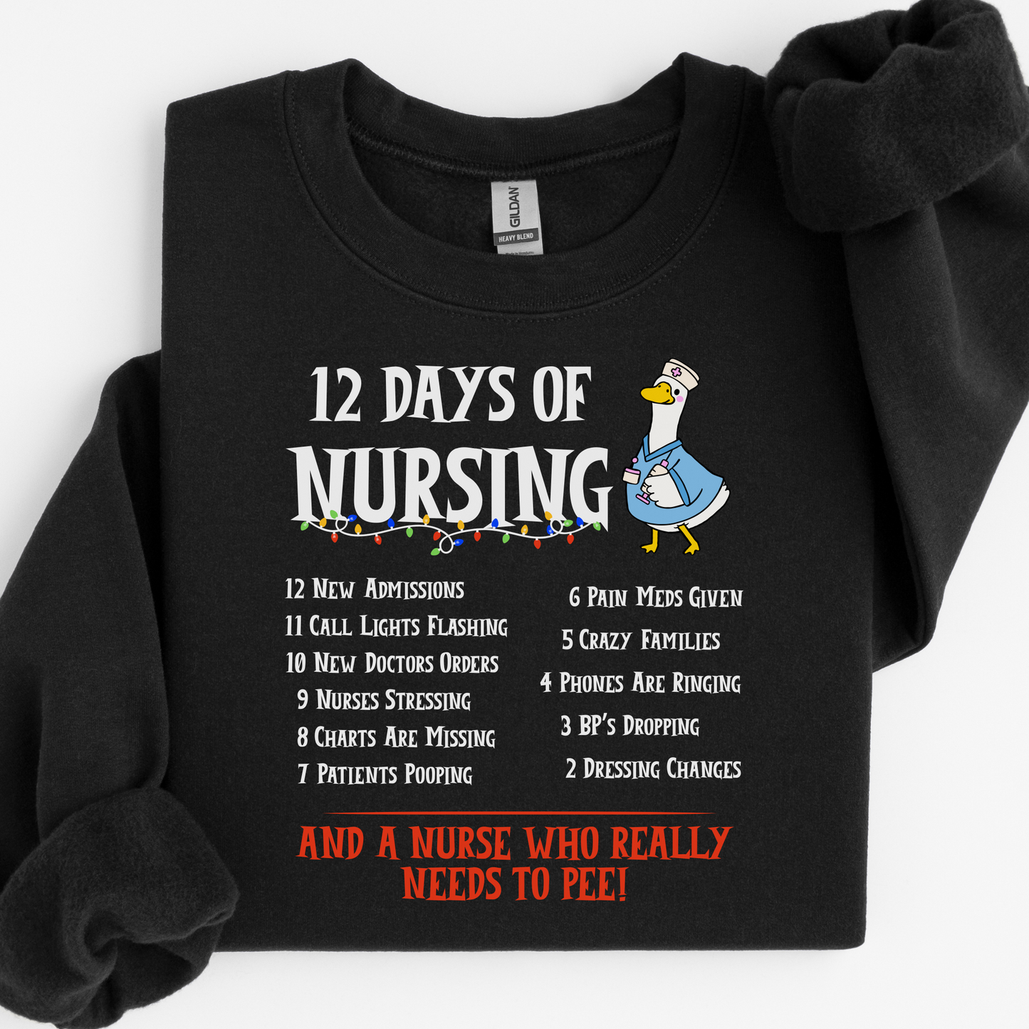 12 Days Of Nursing Sweatshirt, Funny Christmas Nurse Sweatshirt, Merry Christmas Nursing shirt, Christmas Gift For Nurse, Nurse Goose Shirt, Cute Christmas Nurse Sweater